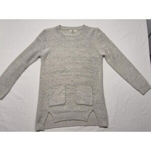 YA Los Angeles women's ivory tight knit pullover sweater front pockets One size